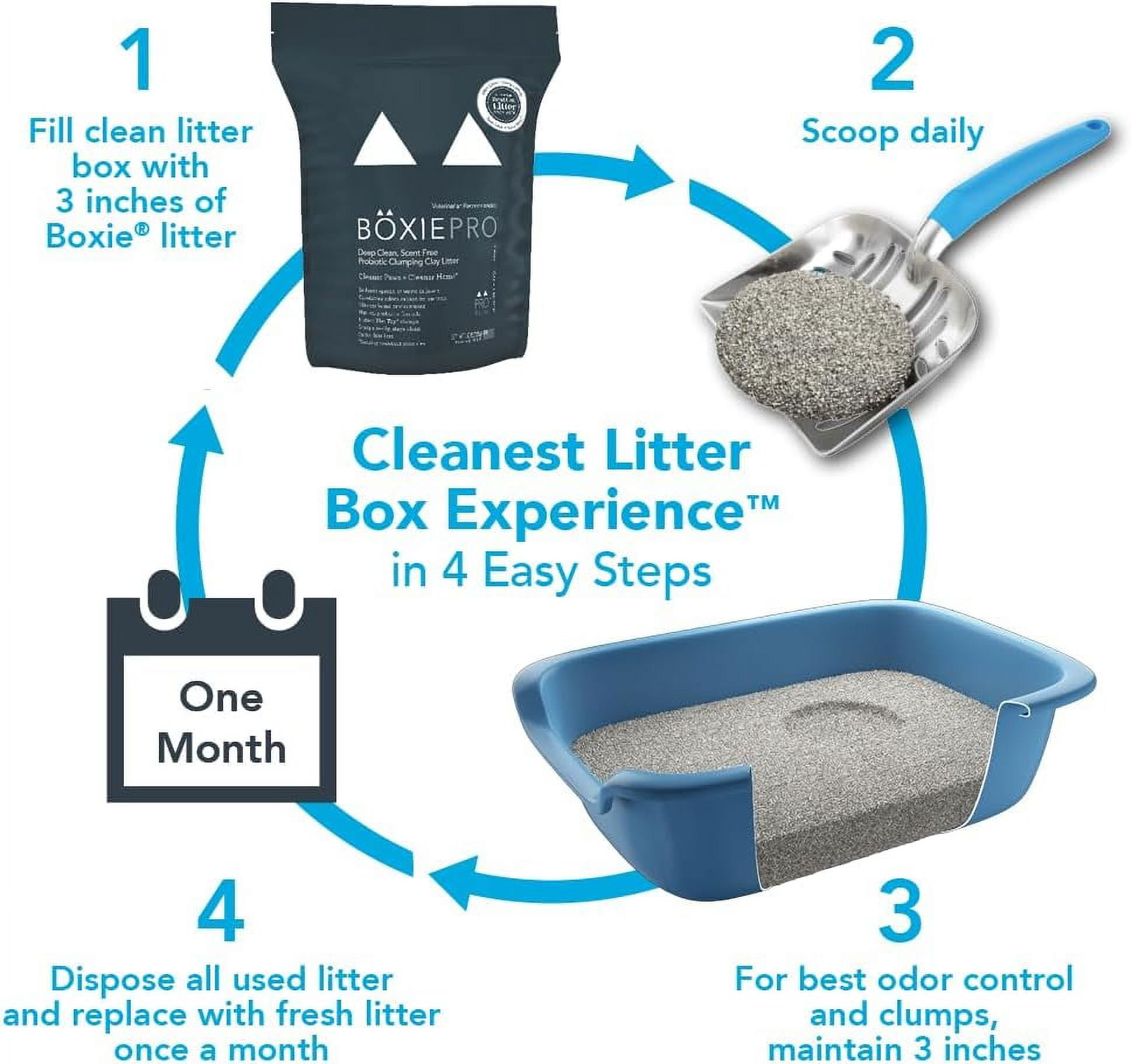 BoxiePro Deep Clean Scent Free Probiotic Clumping Clay Litter 16 lb