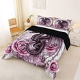 thumbnail image 2 of Erosebridal Teens Magical Dragon Full Size Comforter Sets 3 Pieces,Boys Girls Chic Floral Roses Bedding Sets,Black Pink,Black Reversible, 2 of 6