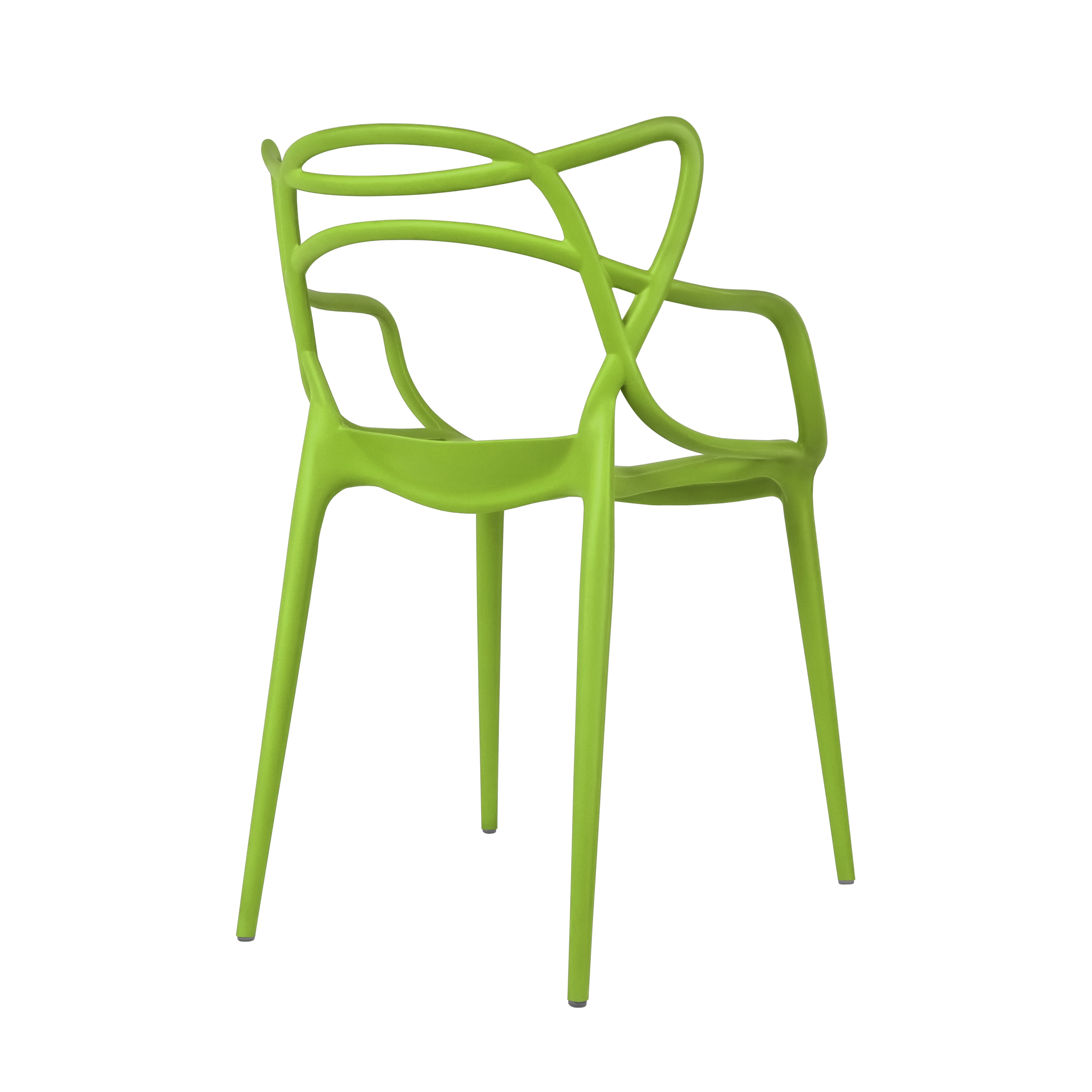 2xhome Set of 2 Modern Contemporary Designer Dining Chairs Molded Plastic Indoor Outdoor Patio Elbow Chairs, Green
