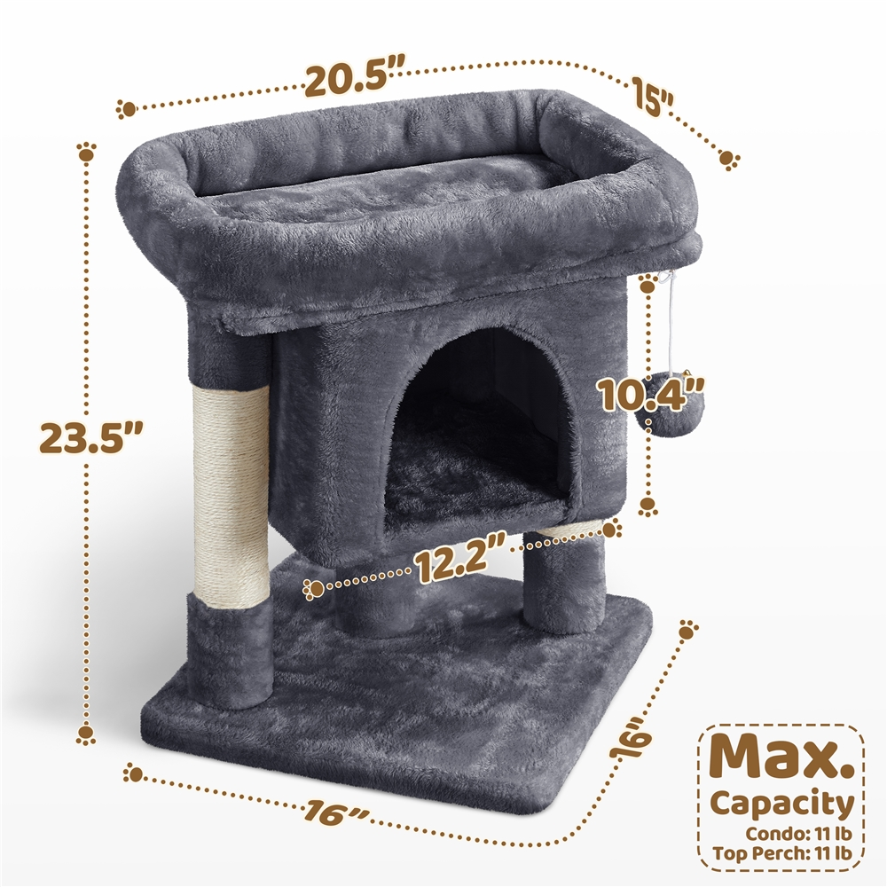 Alden Design 23.5in Cat Tree Condo with Wide Perch and Scratch Posts photo 8