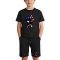 thumbnail image 3 of ZVAVZ 2 Piece Patrotic Outfits Boys Girls Cotton T-shirt and Shorts Set 4th of July Clothing Sets Independence Day Sweatsuit Set Black 7 Years, 3 of 10