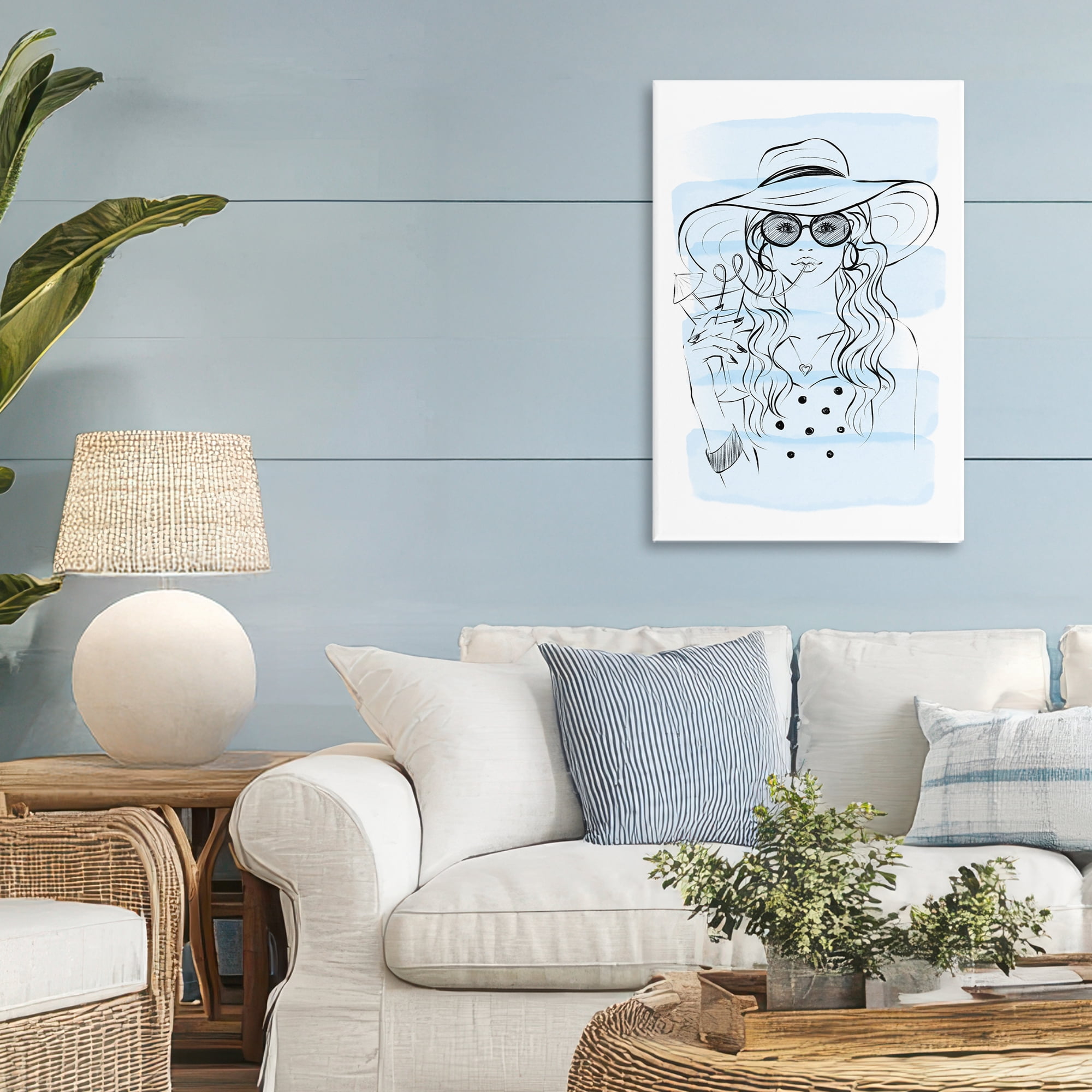 Stupell Industries Sipping Drink Girl in Sun Hat Canvas Wall Art, design by Martina Pavlova