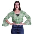 thumbnail image 4 of Moomaya Printed Womens Crop Top Wrap Style Top Wear Ruffle Long Sleeve Casual Summer Blouse, 4 of 6