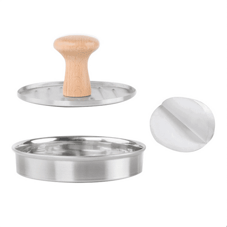 

Burger Press 5 Inch Stainless Steel Hamburger Press Patty Maker Hamburger Press Comes with 50 Pieces of Wax Paper