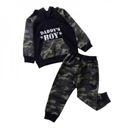 

Patgoal Baby Boys Clothing Spring Fall Kids Children Boys Outfits Camouflage Sweater Hooded Top+ Camouflage Trousers 2Pcs Clothes Set