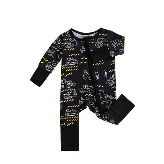 Wxolcjlv Baby Boys Jumpsuit Bamboo Fiber Zipper Cute Cartoon Print Romper Soft Breathable One-Piece Homewear Bodysuitï¼9-12 Months
