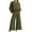 Army Green-04, variant on Owordtank 2 Piece Pants Set for Women Loose Fit with Pockets Tops Long Sleeve Solid Color Cotton Linen Round Neck Pants