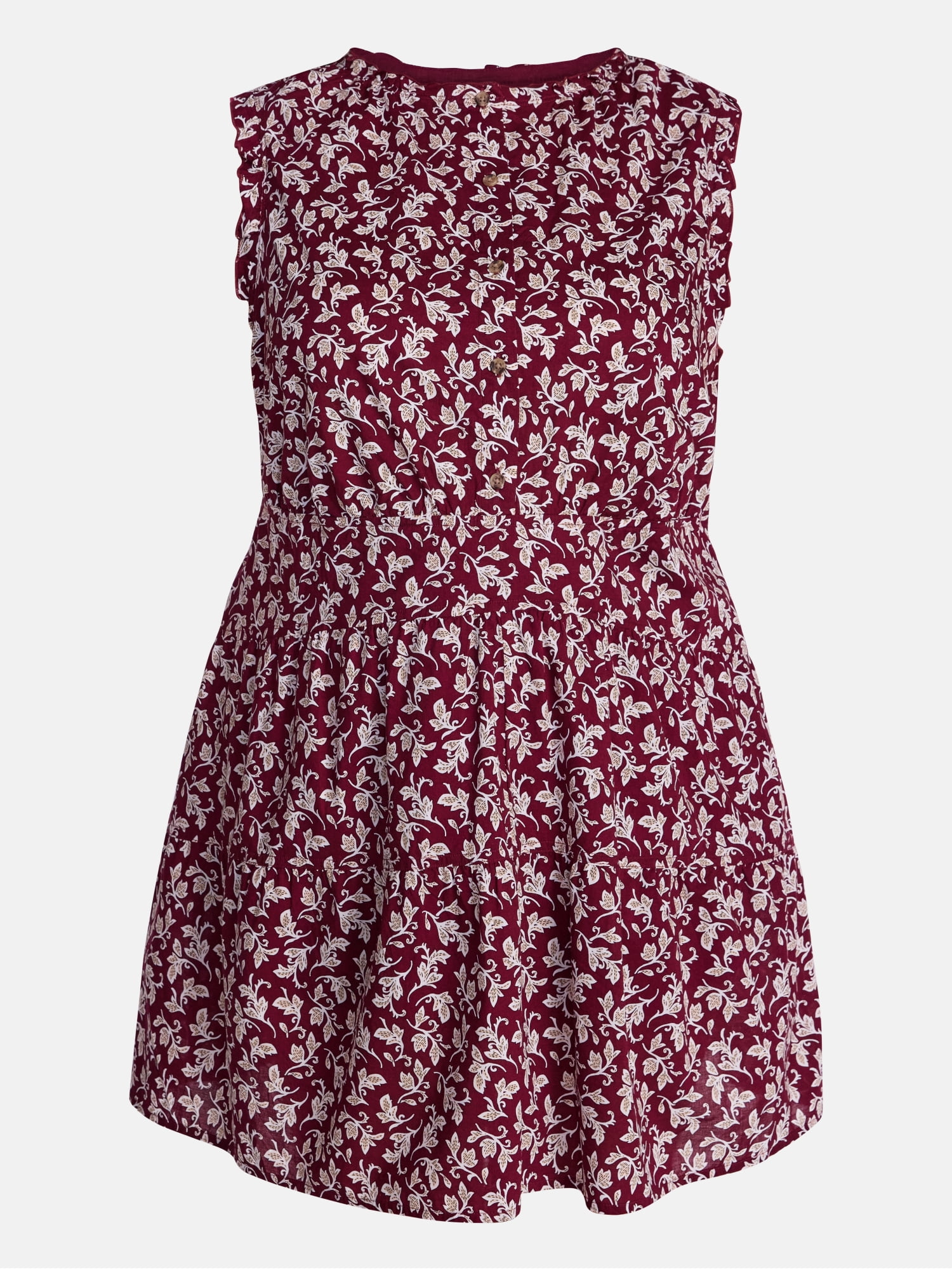 Terra & Sky Women's Plus Sleeveless Button Front Tiered Cotton Mini Dress, Sizes 0X-5X