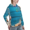 thumbnail image 6 of Uemuo Shells and Starfish Pattern Women's Hoodie with Eye-catching Drawstrings- Casual Pullover Hoodie with Kangaroo Pocket, Stylish Hooded Sweatshirt-Small, 6 of 7