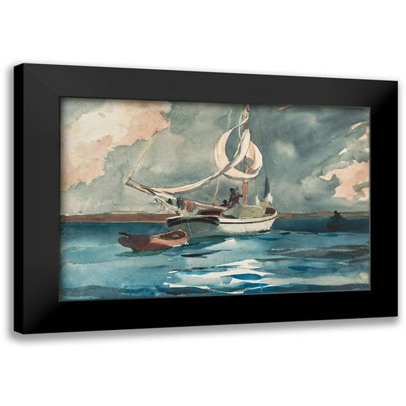 Homer, Winslow 14x11 Black Modern Framed Museum Art Print Titled - Sloop, Nassau