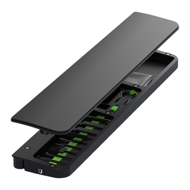 Kit de limpieza de teclado con cepillo suave, limpiador de puertos, extractor de teclas y muñeca ergonómica Negro