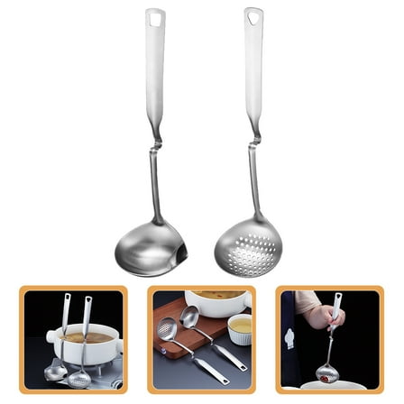 PAMINGONO Metal Slotted Spoon Silver 2Pcs 11.4X3.3X1.2In