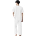 thumbnail image 3 of HAJWOH Mens Scrubs Sets Stretchy Nurse Uniform Short Sleeve V Neck Scrub Top & Pants Solid Color Scrubs Sets with Multi Pocket White 2XL, 3 of 4
