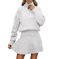 thumbnail image 2 of Letdown Sweater Skirt Sets for Women 2 Piece Outfits Neck Ribbed Knit Sweaters And Mini Skirt Fall Fashion 2025 (Beige,M), 2 of 5