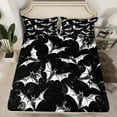 thumbnail image 2 of Manfei Gray Bat Queen Sheet Set,Trick Or Treat,Spooky Halloween,4-Piece Microfiber, 2 of 7