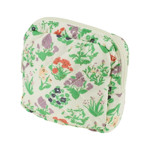 Unique Bargains 1 Pc Lady Portable Square Lipstick Bag for Travel Beige Green Polyester