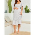 thumbnail image 3 of xiaxaixu Femme Enceinte Robe Florale à Col Carré Robe en Mousseline de Soie à Manches Courtes Robe Midi Été Robe de Maternité Décontractée, 3 of 8