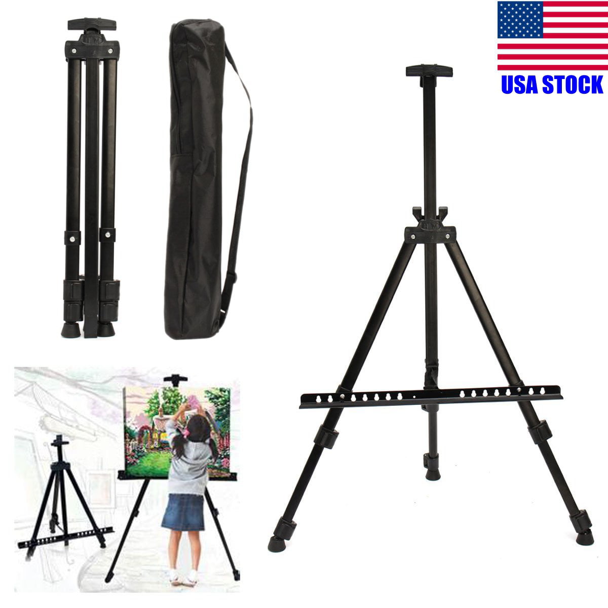 63" Tall Display Easel Holder Stand Picture Metal Frame Art Collapsible Foldable 