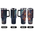thumbnail image 5 of 40 oz Insulated Tumbler with Handle, Leak-Proof Straw Lid, Stainless Steel Travel Mug for Car & Road Trips - Universe Butterfly Glowing, 5 of 6