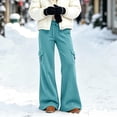 thumbnail image 6 of Hilenly Plus Size Cargo Pants Women Baggy Wide Leg Fleece Lined Pants Drawstring Waisted Y2k Low Rise Flare Pants with Pockets, 6 of 6