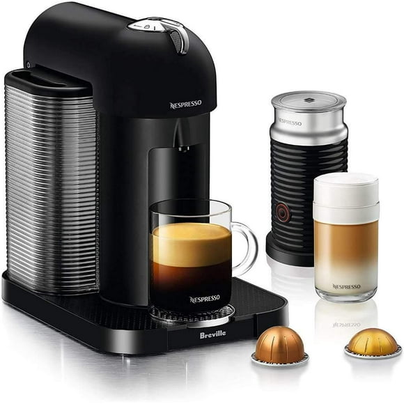 Nespresso Cafetière et Espresso Vertuo par Breville, Noir Mat avec Mousseur à Lait Aeroccino