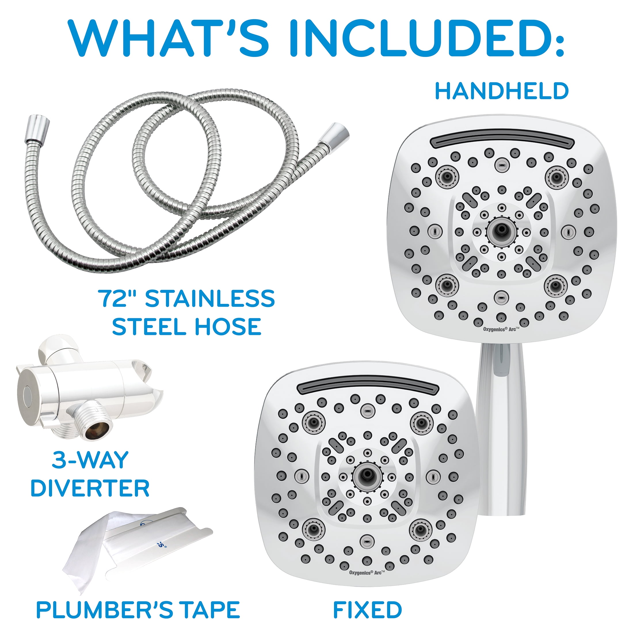 Oxygenics Arc 80-Setting Chrome Combo Shower Head