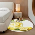 thumbnail image 2 of Summer Watercolor Round Area&nbsp;Rug 8ft Lemon Slice Tea Leaf Non-Slip&nbsp;Washable Circle Rugs Soft Felt Indoor Floor Mat for Bedroom Kitchen Living Room Bathroom, 2 of 9