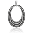 thumbnail image 3 of 925 Sterling Silver Black White Cubic Zirconia CZ Oval Necklace Chain Pendant Charm, 3 of 8