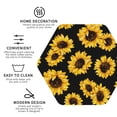 thumbnail image 3 of Honeii Sunflower 6 print Leather Coaster Set of 4, ideal for safeguarding your furniture from drinks spills and effortless cleanup-Hexagon, 3 of 6