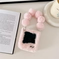 thumbnail image 5 of Compatible with Samsung Galaxy Z Flip 5 Plush Case Fluffy Furry Fuzzy Wrist Strap Chain Cute Winter Warm Soft Fashion Protection Shockproof Cover for Women Girls Pink, 5 of 9