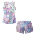 thumbnail image 4 of Xoenoiee Stained Glass Print Tankini Swimsuits for Women Two Piece Tummy Control Bathing Suit with Pockets Sleeveless Swimwear with Bottom for Ladies, L, 4 of 7