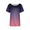 thumbnail image 4 of Scyoekwg Womens Summer Tops Round Neck Basic Tops Lightweight Loose Trendy Gradient Color Blouses (Purple,XXL), 4 of 5