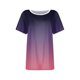 thumbnail image 3 of Blusas para las Mujeres Casual, Rayas Impresas Patchwork Manga Corta Cuello Redondo Top Hecho de 95% Poliéster 5% Spandex para el Verano, Tops Cortos para las Mujeres, 3 of 5