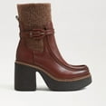 thumbnail image 4 of Sam Edelman Sidney Brandy Leather Pull On Rounded Toe Ribbed Knit Fabric Boots (Brandy Leather, 5), 4 of 6