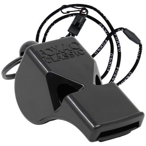 Fox 40 Classic Official Whistle w/ P.T.S Lanyard Black