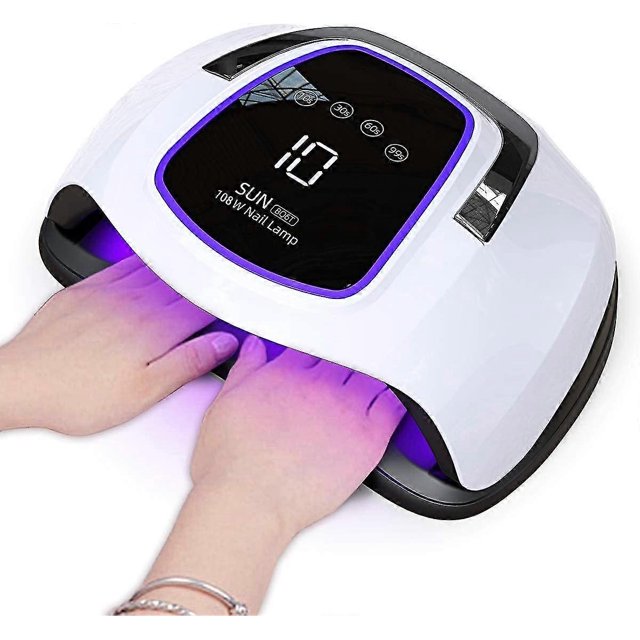 ZHAOCHENG Lámpara secadora de uñas ultravioleta, 108 W, LED ultravioleta, secador de uñas automático profesional para 2 manos, amplio espacio para 10 dedos a la vez