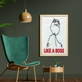 thumbnail image 2 of Meme Wall Art with Frame, Funny Simple Stickman with Cool Expression and Like a Boss Typography, Printed Fabric Poster for Bathroom Living Room, 23" x 35", Black Vermilion, by Ambesonne, 2 of 2