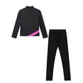 thumbnail image 4 of Aislor Girls Figure Skating Jacket Ice Ballet Dance Long Sleeve Jackets with Leggings for Competition Hot Pink 5-6, 4 of 7
