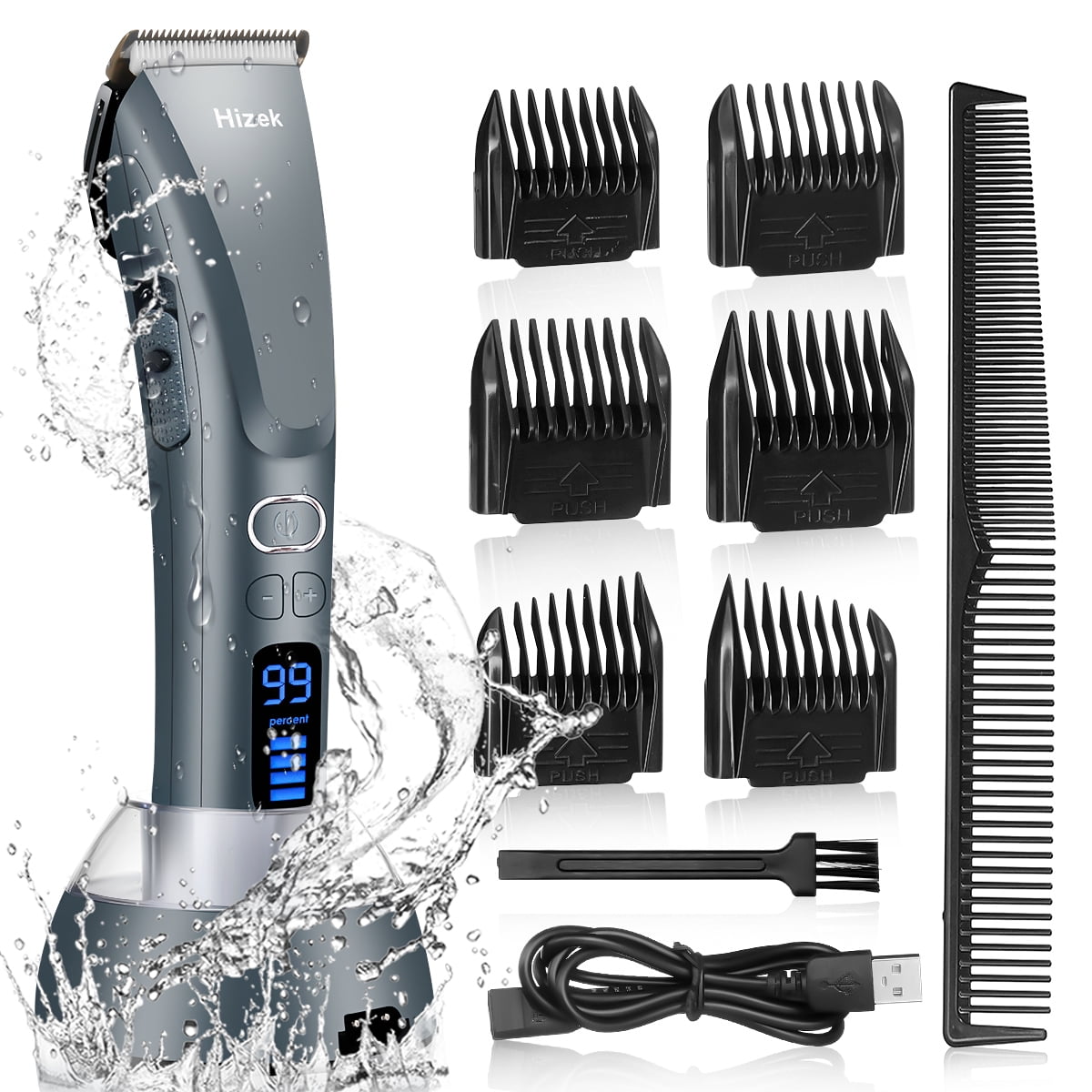 Hair Trimmer for Men Professional Hair Trimmer Cordless Hair Cutting Kit  Beard Trimmer, with 3 Trimming Speeds,Charging Dock,LED Display -  