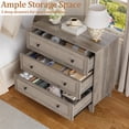 thumbnail image 4 of FANRAL Rattan Large Nightstand,27.6"H Wood Tall Night Stand,Wide Modern 3 Drawers,Boho Bedside Table Narrow Side Table for Bedroom Living Room,Gray Night Stand, 4 of 7