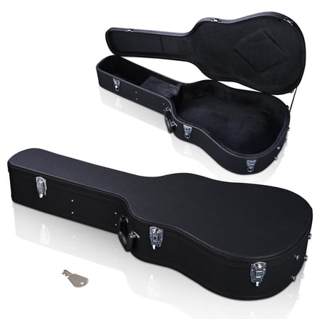 Yescom Acoustic Guitar Hard Case Wooden Hard Shell Carrying Case with Lock Latch Key
