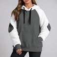 thumbnail image 2 of VNKIDY Women's Sweatshirt Fashion Color Block Oversized Thicken Windproof Hoodie Long Sleeve Loose Fit Pullover With Pockets For Autumn Winter Outdoor Wear Fashionable Tops, 2 of 5