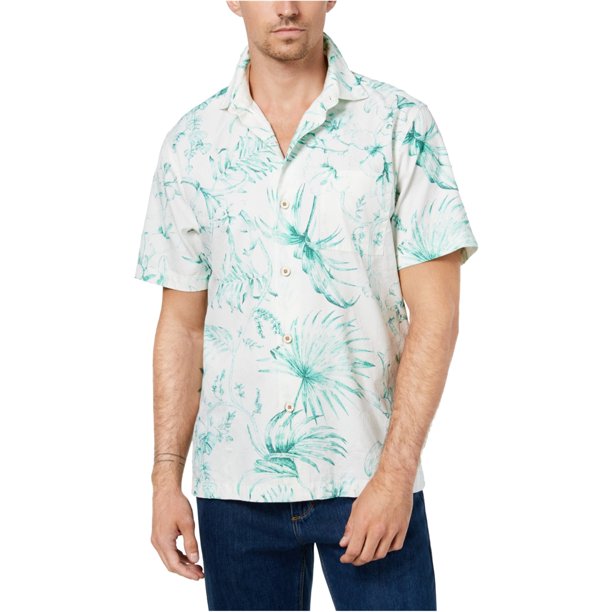 Camiseta con Botones para hombre Tommy Bahama Botanico Camp Verde Mediano Botones al frente