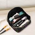 thumbnail image 2 of FORMRS Makeup Bag Travel Cosmetic Organizer for Women Fold Flat Zipper Pouch with Handle, Black Neon Lightning, 2 of 8