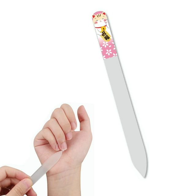 Lima de uñas de vidrio 3D, superficie de grano grabada de doble cara, limas de uñas para pedicura para dedos, lima de uñas para gatos