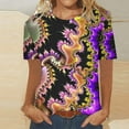 thumbnail image 4 of Cadancy Mardi Gras T Shirts for Women Funny Holiday Grraphic Crewneck Short Sleeve Blouse Rave Party Trendy Carnival Tops Casual Loose Outfits, 4 of 5