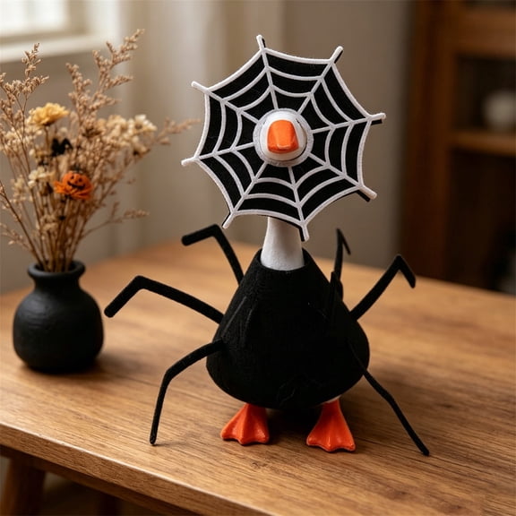 RUINIXCW 7 Inch Halloween Goose Outfits Desk Duck Outfit Mini Porch Goose Outfit for Desk Goose Figurine Desktop Goose Clothes Spider Costume and Hat Set for Table Centerpieces Decor (No Goose)