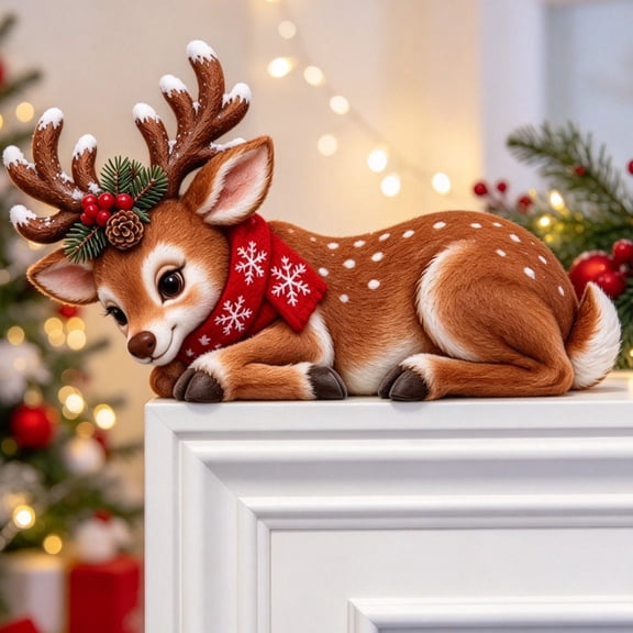 Christmas Reindeer Door Topper Decoration Festive Indoor Home Decor for Mantle Wall and Porch Holiday Display (Deer)