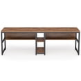 thumbnail image 6 of Fnova 78.74" Modern Computer Desk with Wood Tabletop, Industrial Writing Desk with 4 Open Shelves, Metal Frame Office Desk for Living Room & Study, Brown, 6 of 18