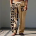 thumbnail image 1 of Pantalones largos para hombre, cintura elástica, transpirables, cómodos, suaves, informales, de playa, de poliéster., 1 of 5